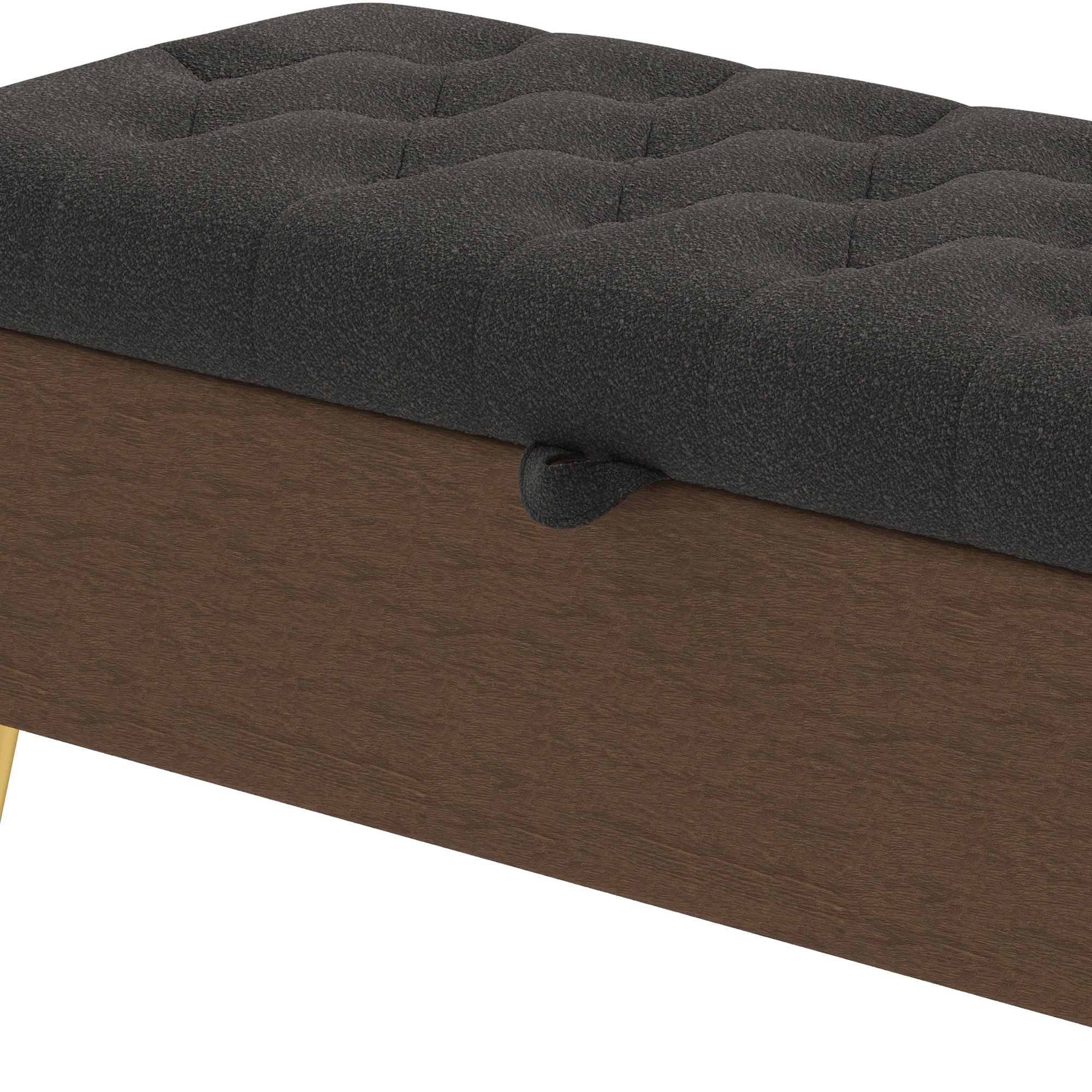 Modern Tufted Storage Ottoman Bench With Metal Legs