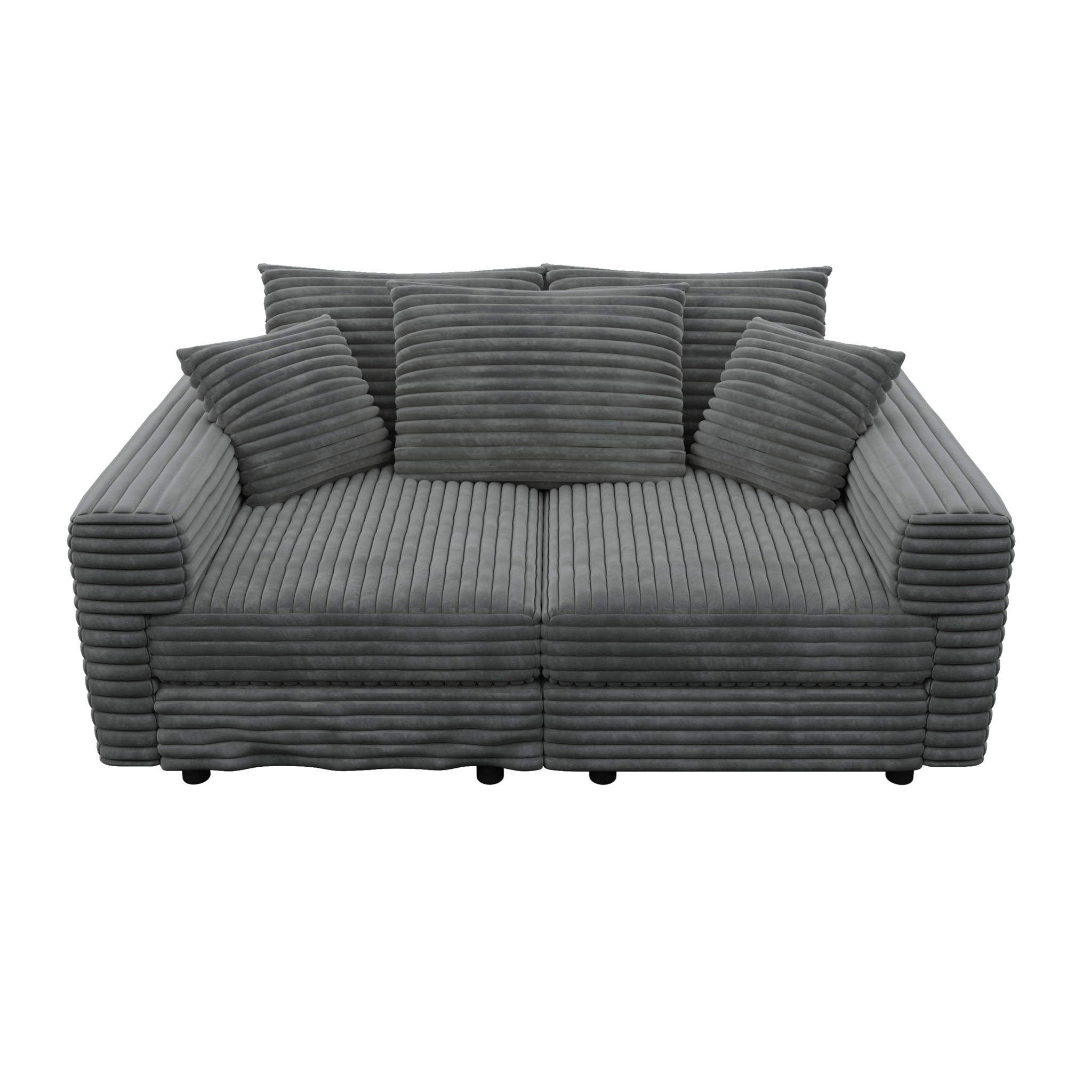 Deep Seat Convertible Sofa With Soft Pillows And Ottomans