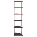 Bonwick 72-inch 5-shelf Corner Bookshelf Cappuccino