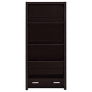 Skylar 71-inch 5-shelf Bookcase with Drawer Cappuccino