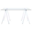 Amaturo 59-inch Glass Top Acrylic Writing Desk Clear