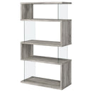 Emelle 63-inch 4-shelf Glass Panel Bookshelf Black