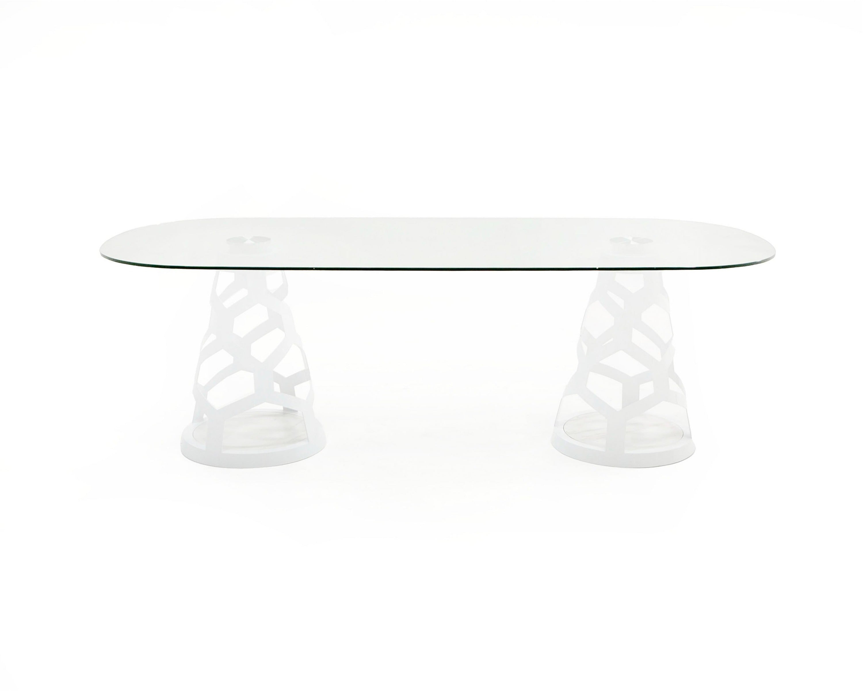 Modrest Lilly - Modern White and 15mm Glass Rectangular Dining Table
