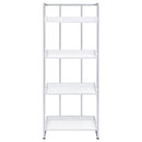 Ember 68-inch 4-shelf Bookshelf White High Gloss and Chrome