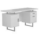 Lawtey 60-inch 2-drawer Computer Desk White High Gloss