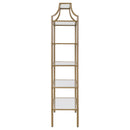 Serena 70-inch 5-shelf Glass Bookshelf Gold