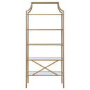 Serena 70-inch 5-shelf Glass Bookshelf Gold