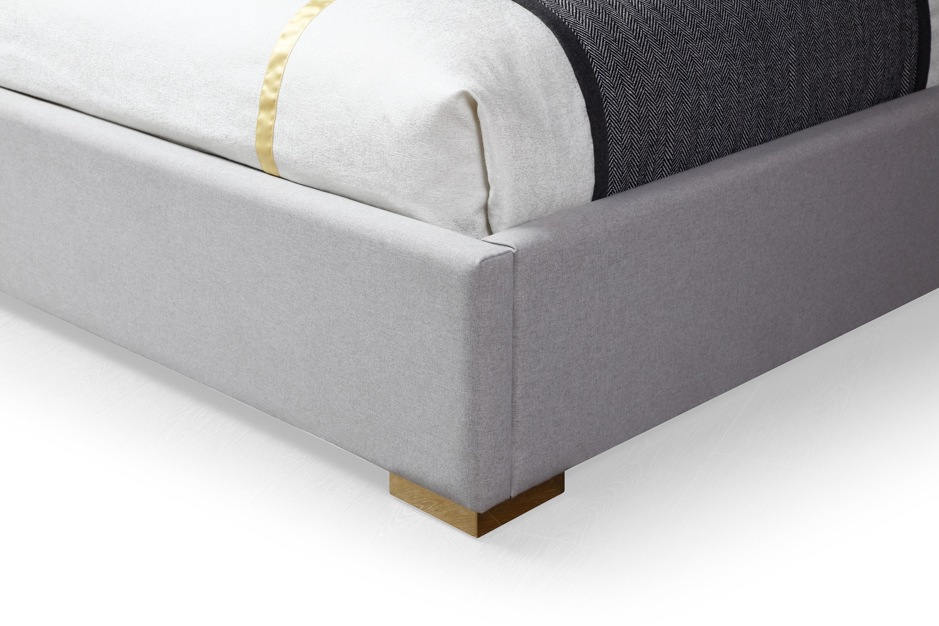 Modrest Athena & Rothsay - Modern Grey Fabric + Wenge + Gold Bedroom Set