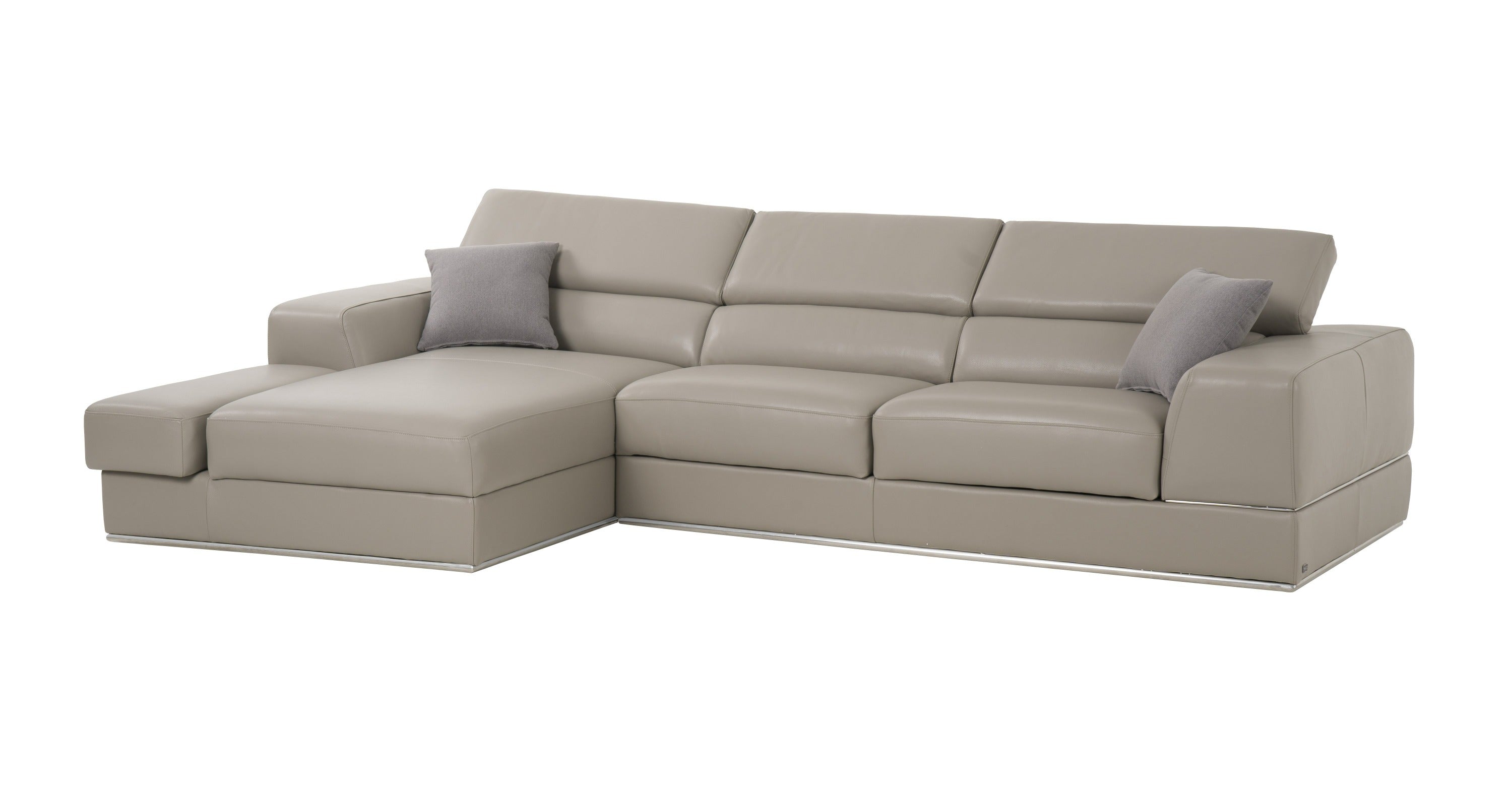 Divani Casa Pella Mini - Modern Grey Italian Leather Left Facing Sectional Sofa
