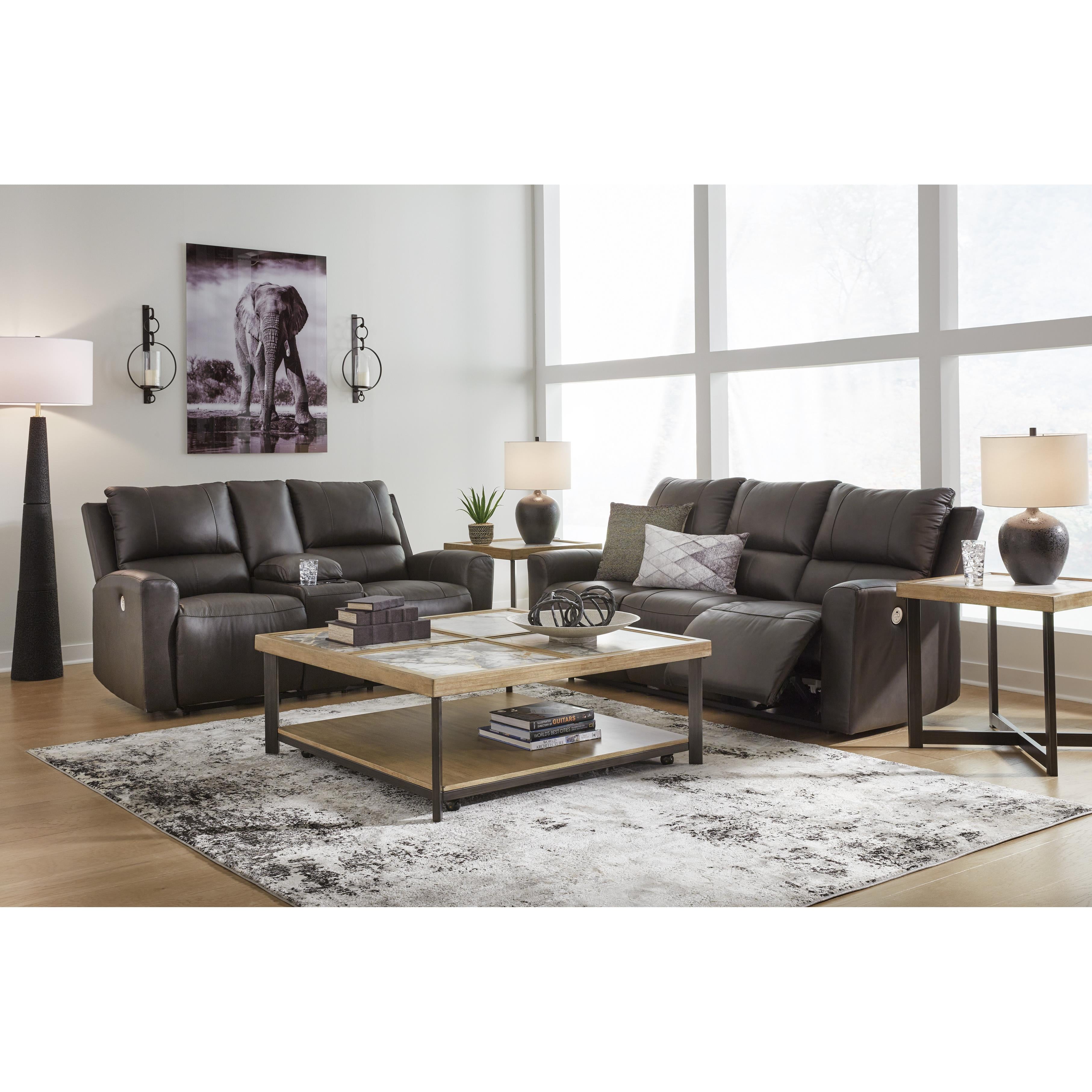 Signature Design by Ashley Boxmere Power Reclining Leather Match Loveseat with Console U1310096 IMAGE 12