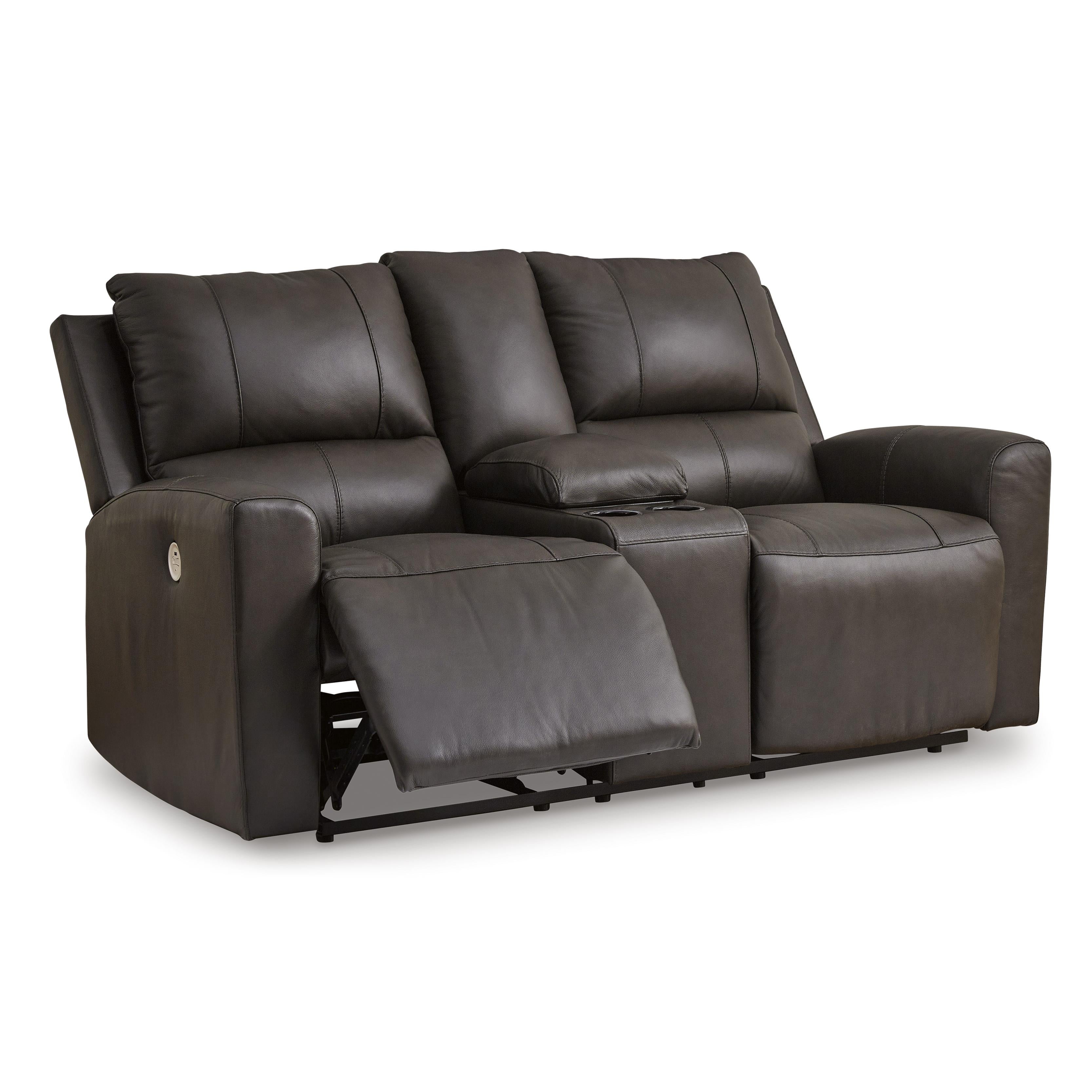Signature Design by Ashley Boxmere Power Reclining Leather Match Loveseat with Console U1310096 IMAGE 2
