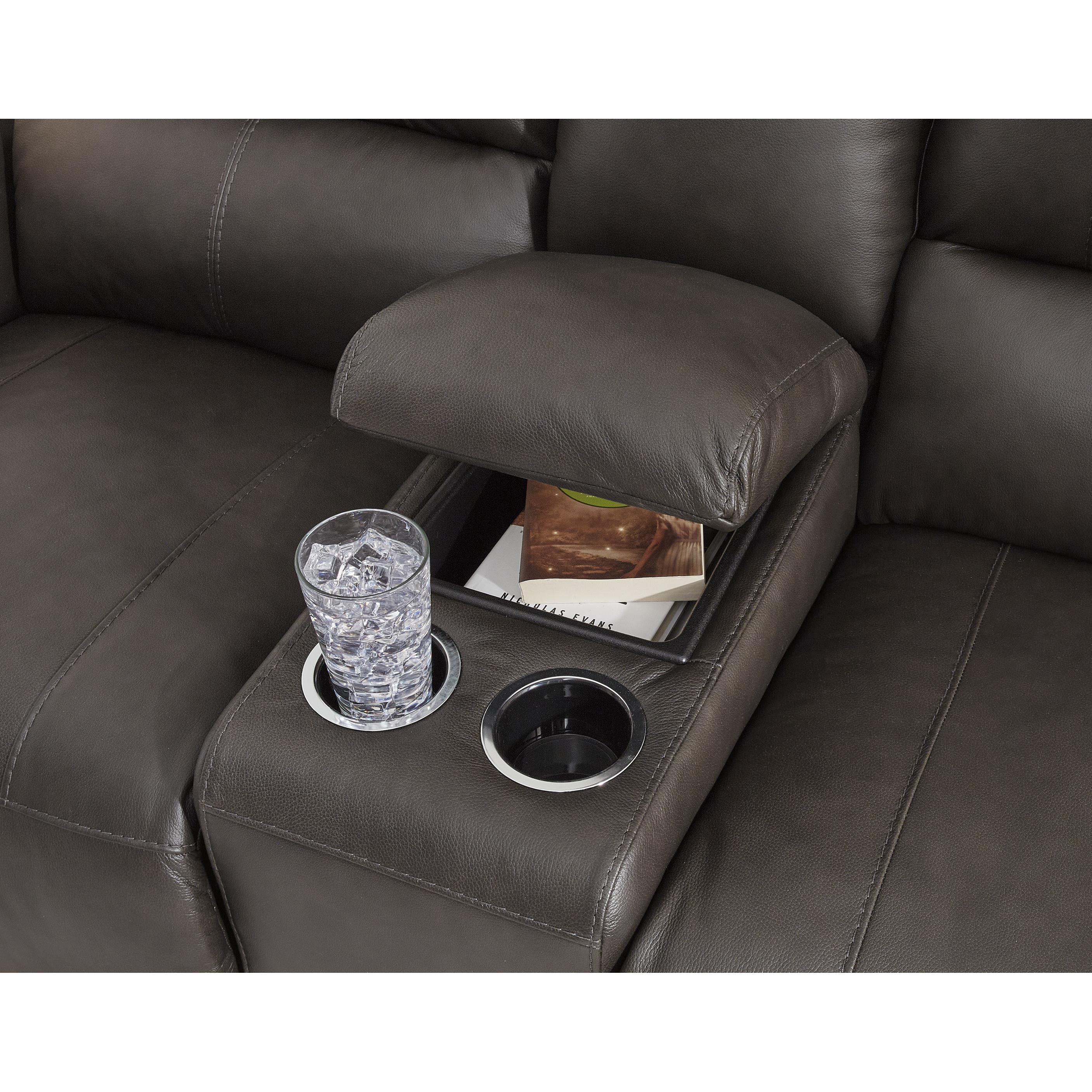 Signature Design by Ashley Boxmere Power Reclining Leather Match Loveseat with Console U1310096 IMAGE 7