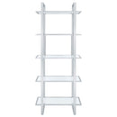 Hartford 79-inch 5-shelf Glass Bookshelf Chrome