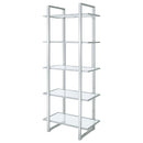 Hartford 79-inch 5-shelf Glass Bookshelf Chrome