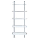 Hartford 79-inch 5-shelf Glass Bookshelf Chrome