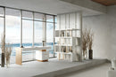Modrest Trahan - Modern Gloss White and Brushed Gold Office Desk