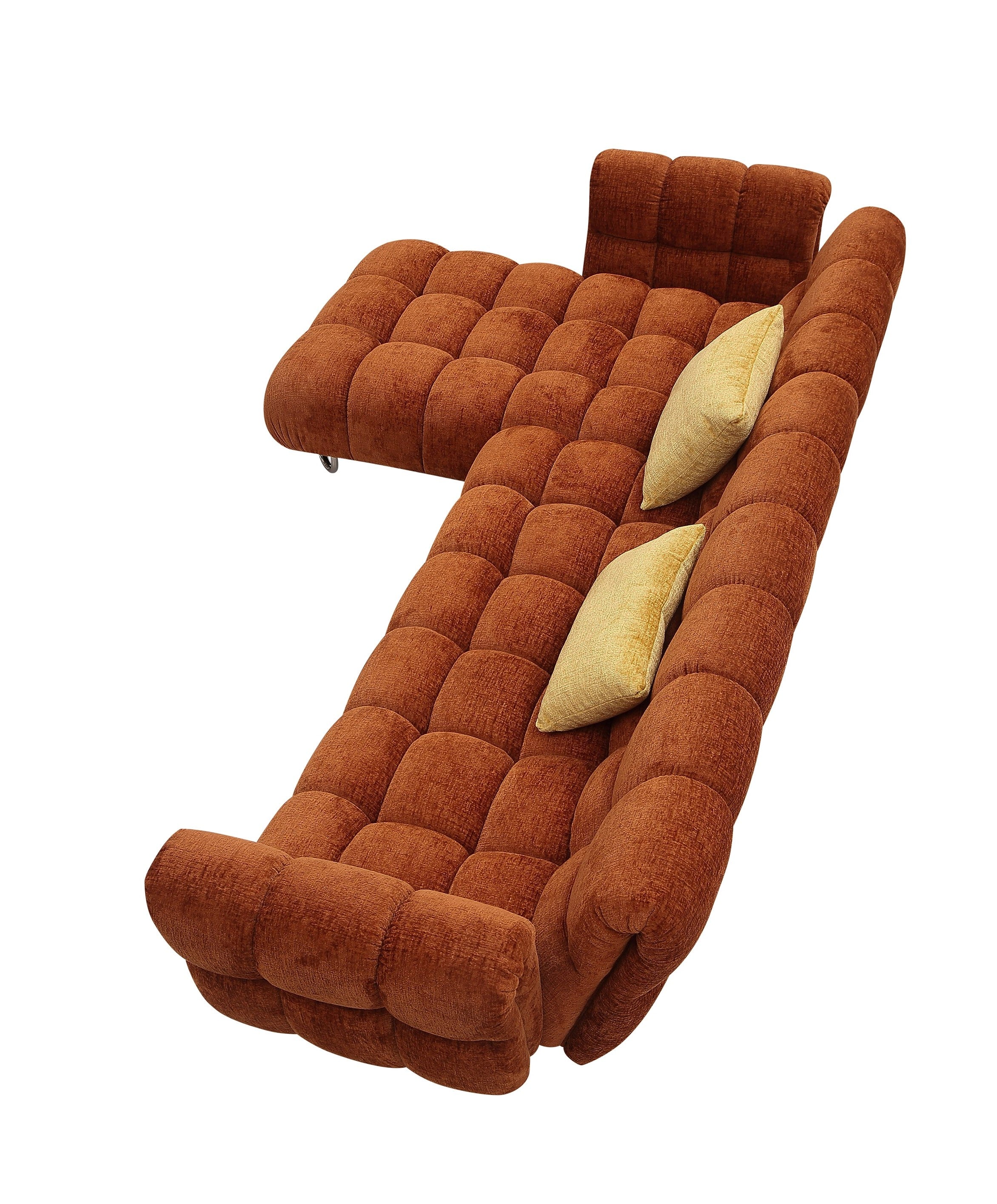 Divani Casa Jacinda - Modern Burnt Orange Fabric Left Facing Sectional Sofa + 2 Yellow Pillows