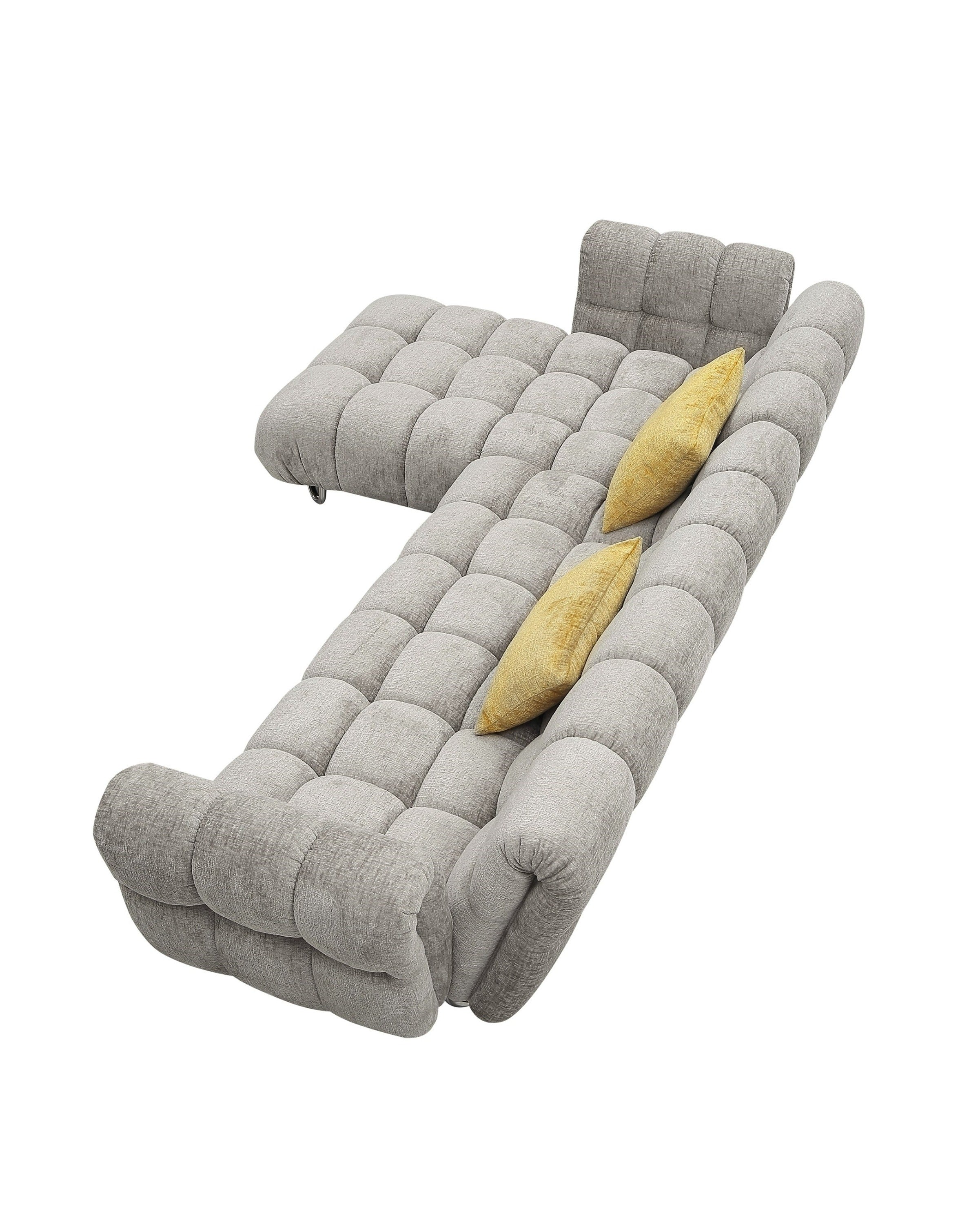 Divani Casa Jacinda - Modern Grey Fabric Left Facing Sectional Sofa with 2 Yellow Pillows
