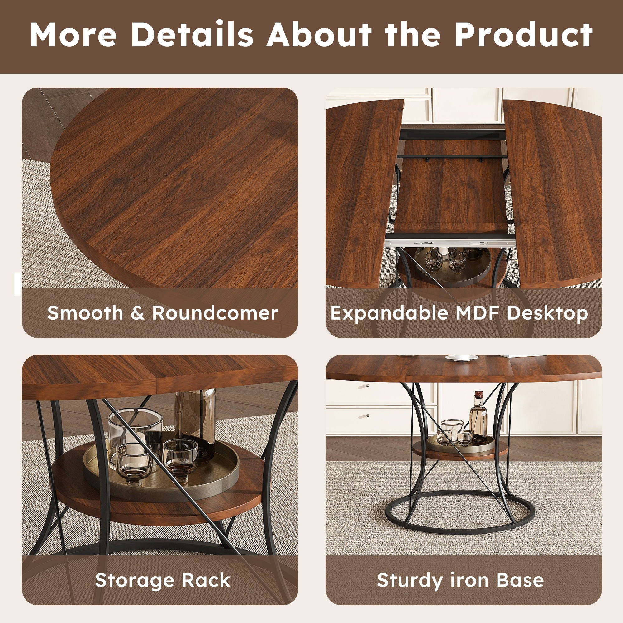 Round Extendable Dining Table Set With Chairs