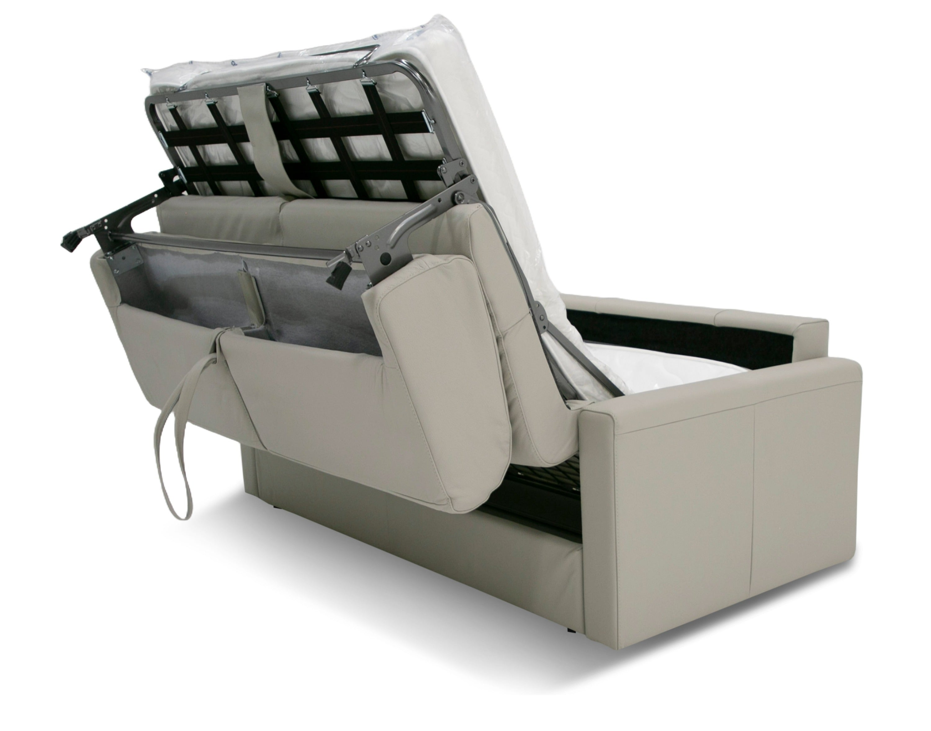 Lamod Italia Revers - Italian Modern Light Grey Leather Full Sofa Bed