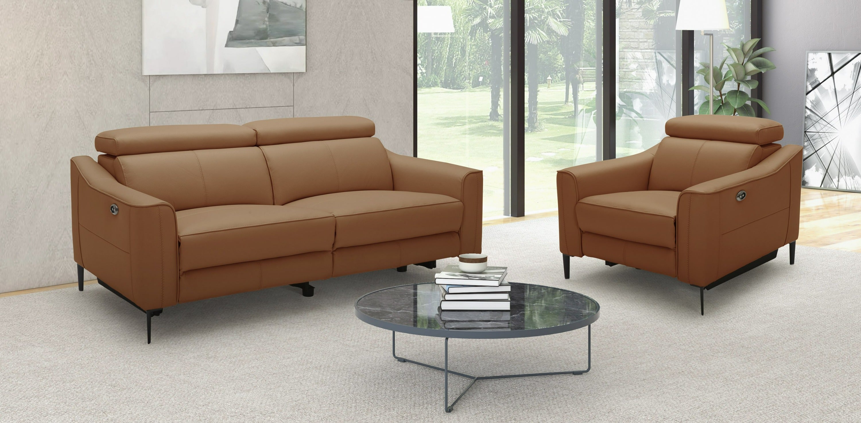 Divani Casa Eden - Modern Camel Leather Recliner Chair