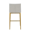 Modrest Mimi - Modern Light Grey Fabric + Antique Brass Counter Stool (Set of 2)