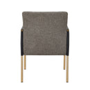 Modrest Engel - Modern Dark Grey Vegan Leather + Grey Fabric + Antique Brass Dining Chair