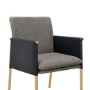 Modrest Engel - Modern Dark Grey Vegan Leather + Grey Fabric + Antique Brass Dining Chair
