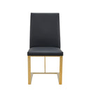 Modrest Frankie - Modern Dark Grey Vegan Leather + Antique Brass Dining Chair