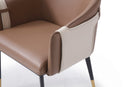 Modrest Calderon - Modern Brown & Beige Vegan Leather Dining Chair