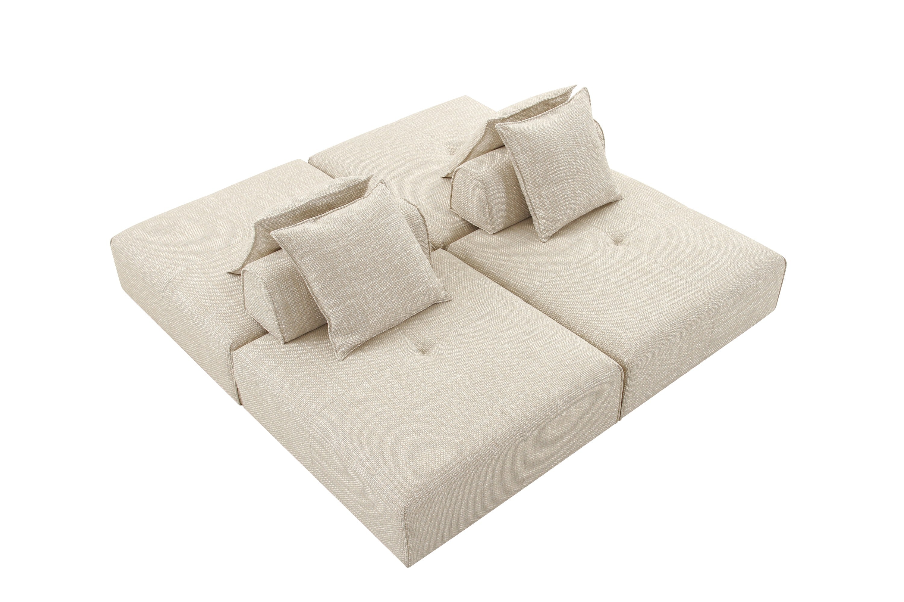 Divani Casa Mondo - Modern 4 Seat Modular Beige Fabric Sectional
