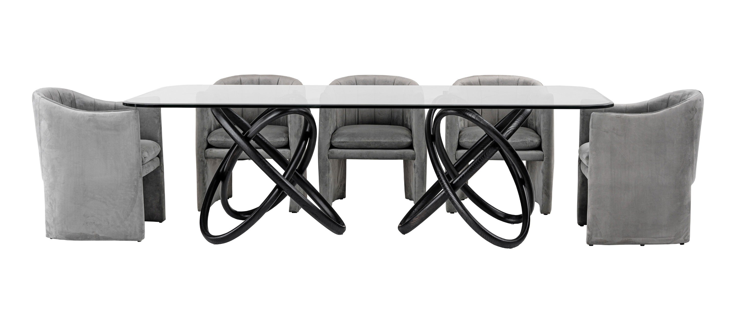 Modrest Mason Modern Glass & Black Ash Dining Table
