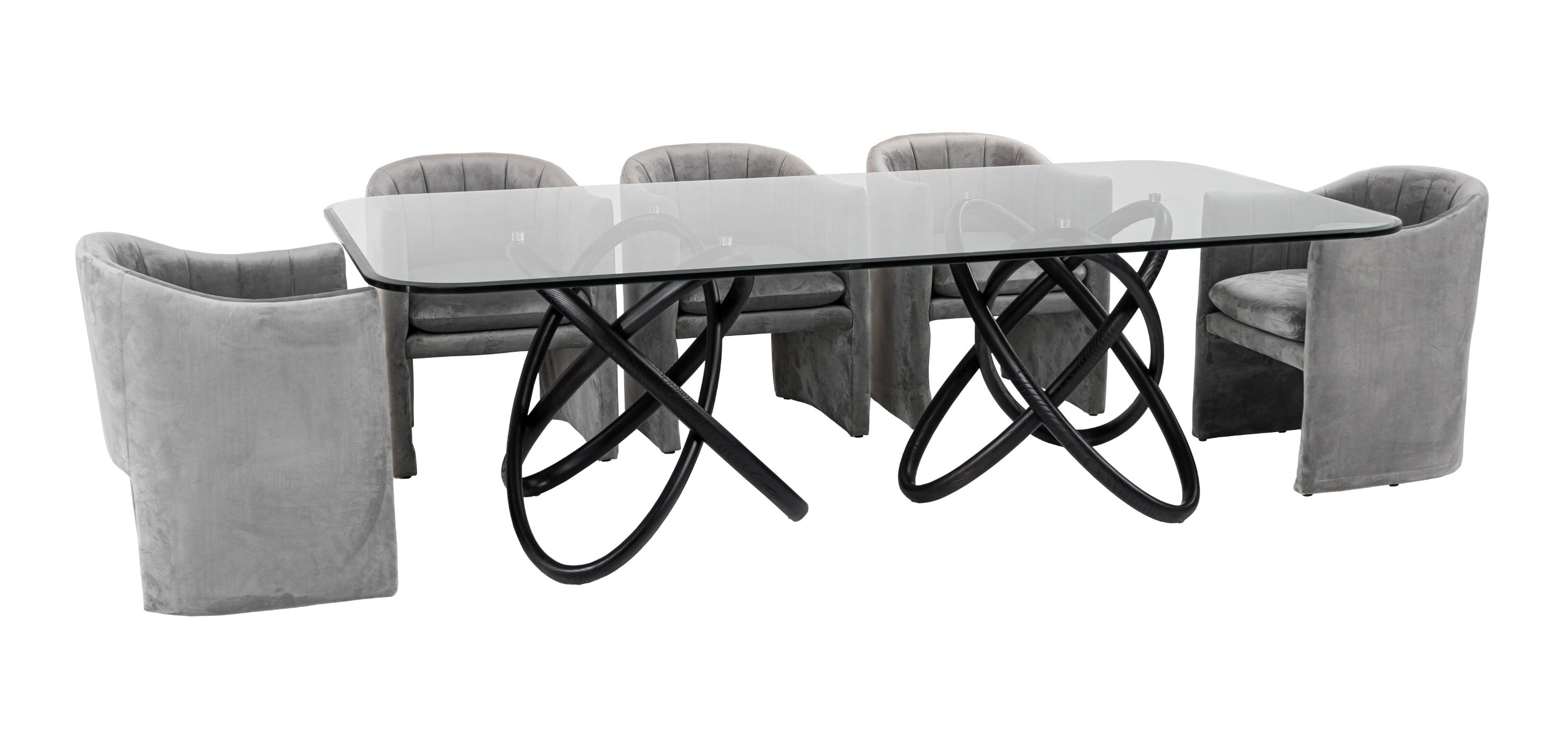 Modrest Mason Modern Glass & Black Ash Dining Table