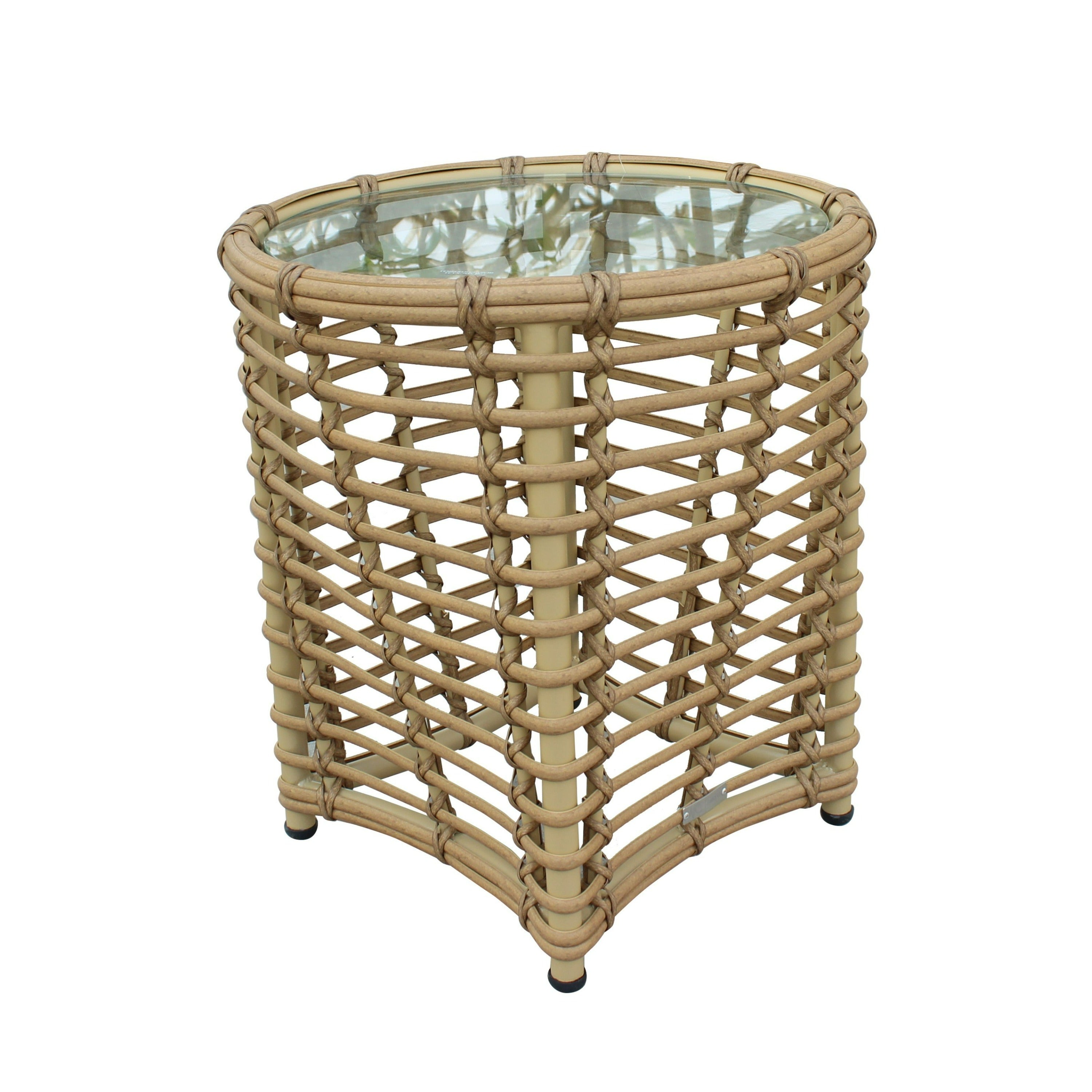 Renava Sandra - Outdoor Beige + Wicker Sofa Set With End Table
