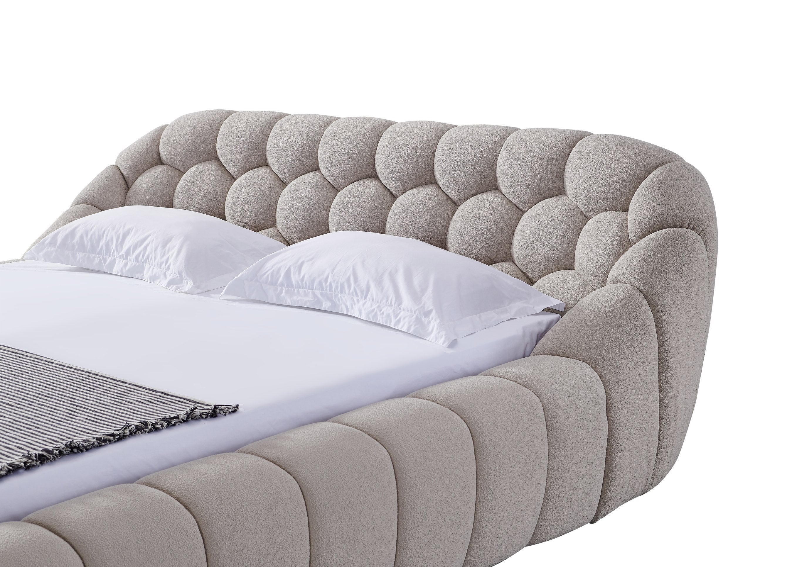 Divani Casa Yolonda - Modern Beige Fabric Bed