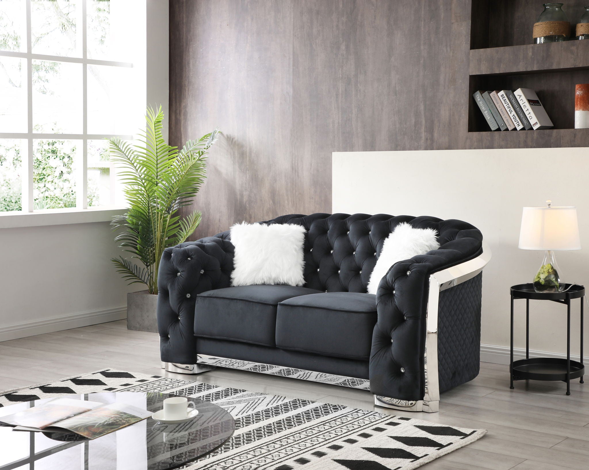 Loveseat With Flared Arms