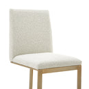 Modrest Frankie - Modern Off-White Fabric + Antique Brass Counter Chair