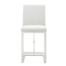 Modrest Frankie - Modern White Vegan Leather + Stainless Steel Counter Chair