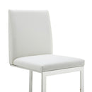Modrest Frankie - Modern White Vegan Leather + Stainless Steel Counter Chair
