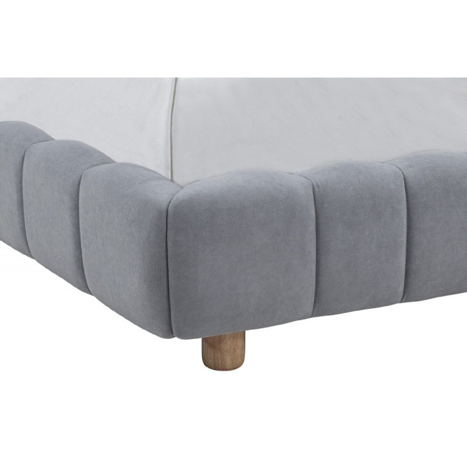 Queen Upholstered Platform Bed, Low Profile Frame - Light Blue