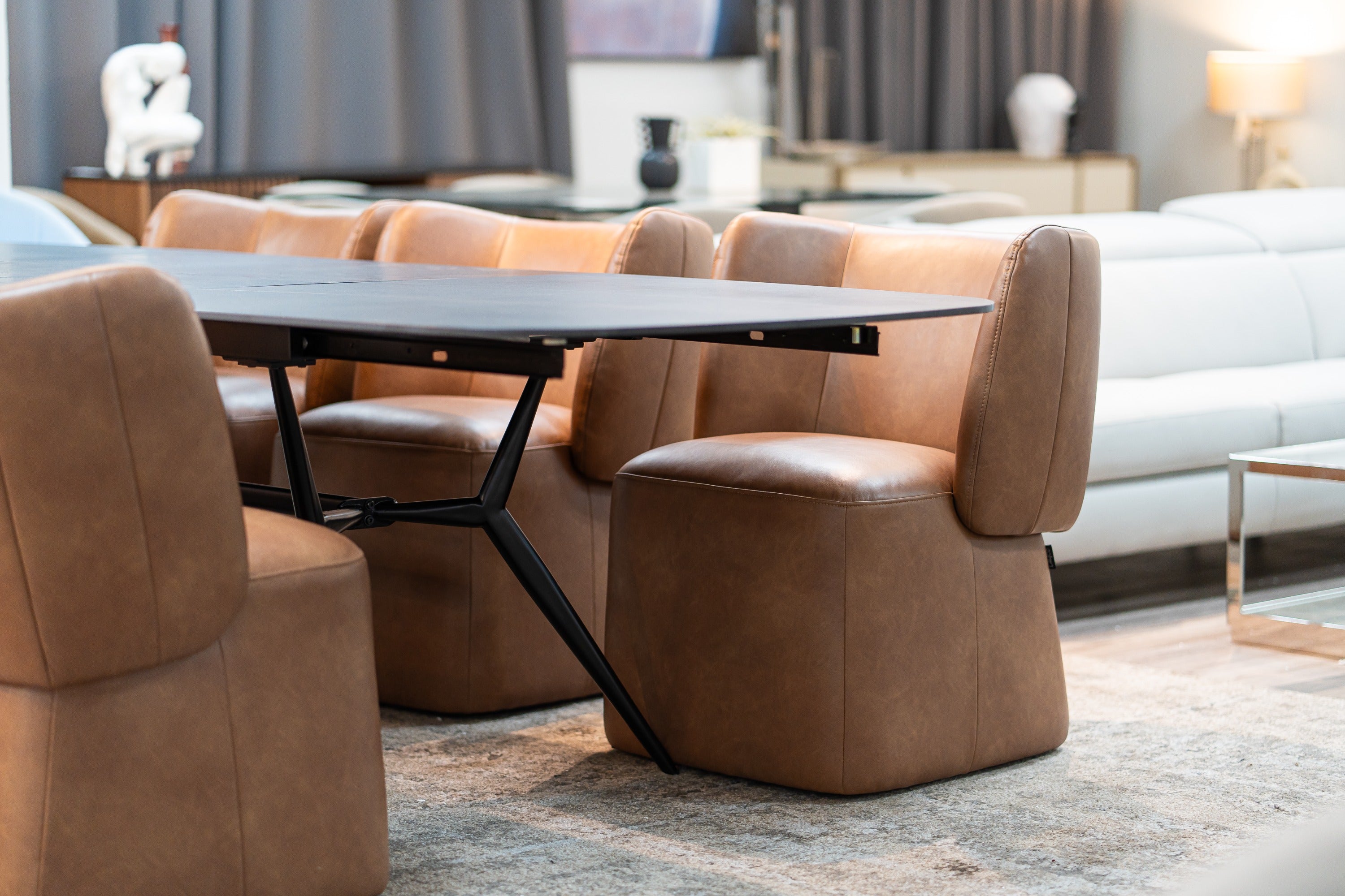 Modrest Standing - Modern Brown Vegan Leather Dining Chair w/ Castor Wheels