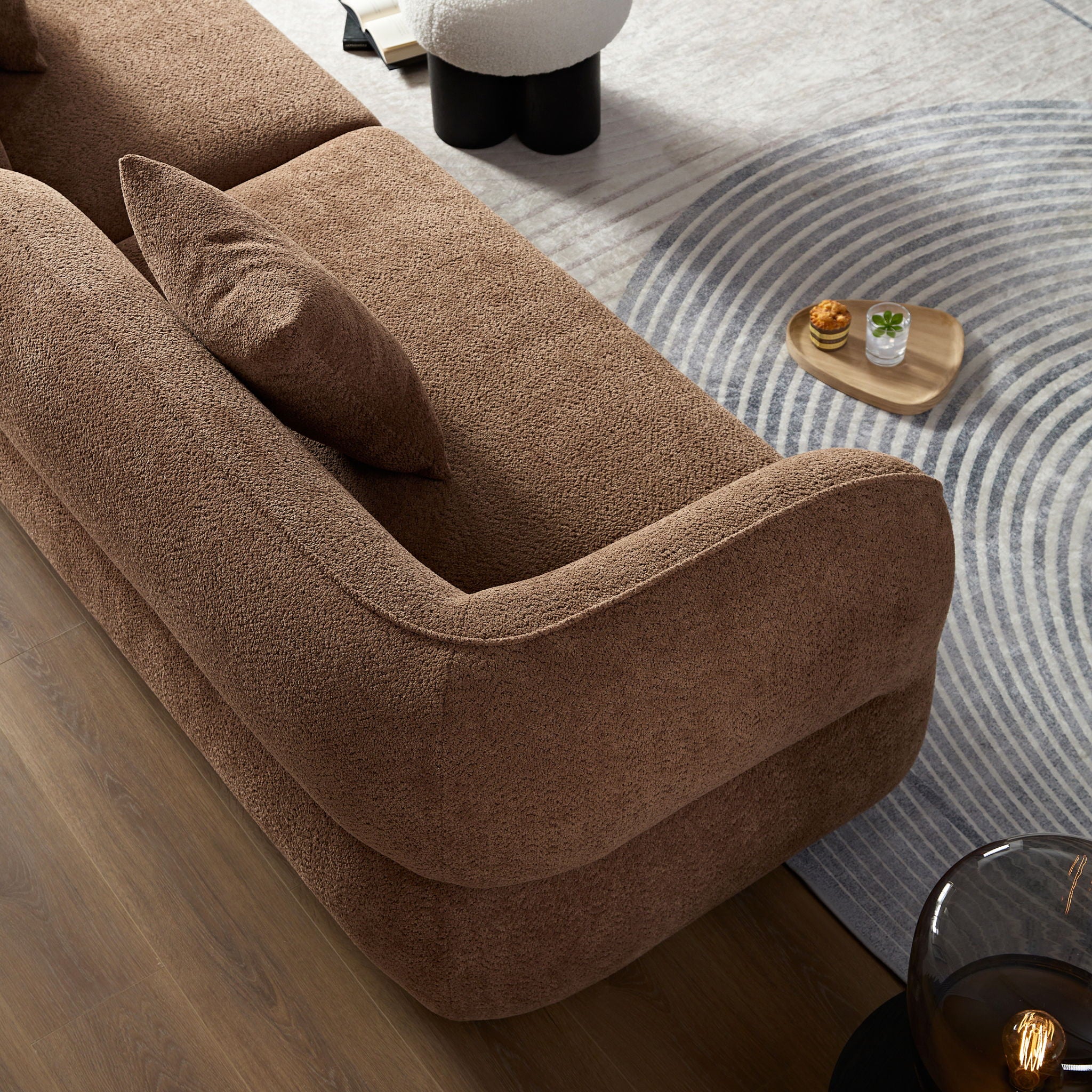 Sectional Sofa With Durable Fabric, Solid Wood Frame, And High Density Sponge Fill