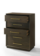 Modrest Manhattan - Contemporary Brown Oak and Gold Chest