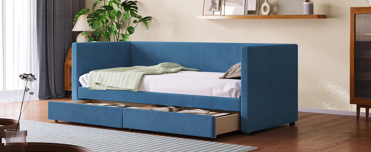 Daybed With Two Drawers And Wood Slat