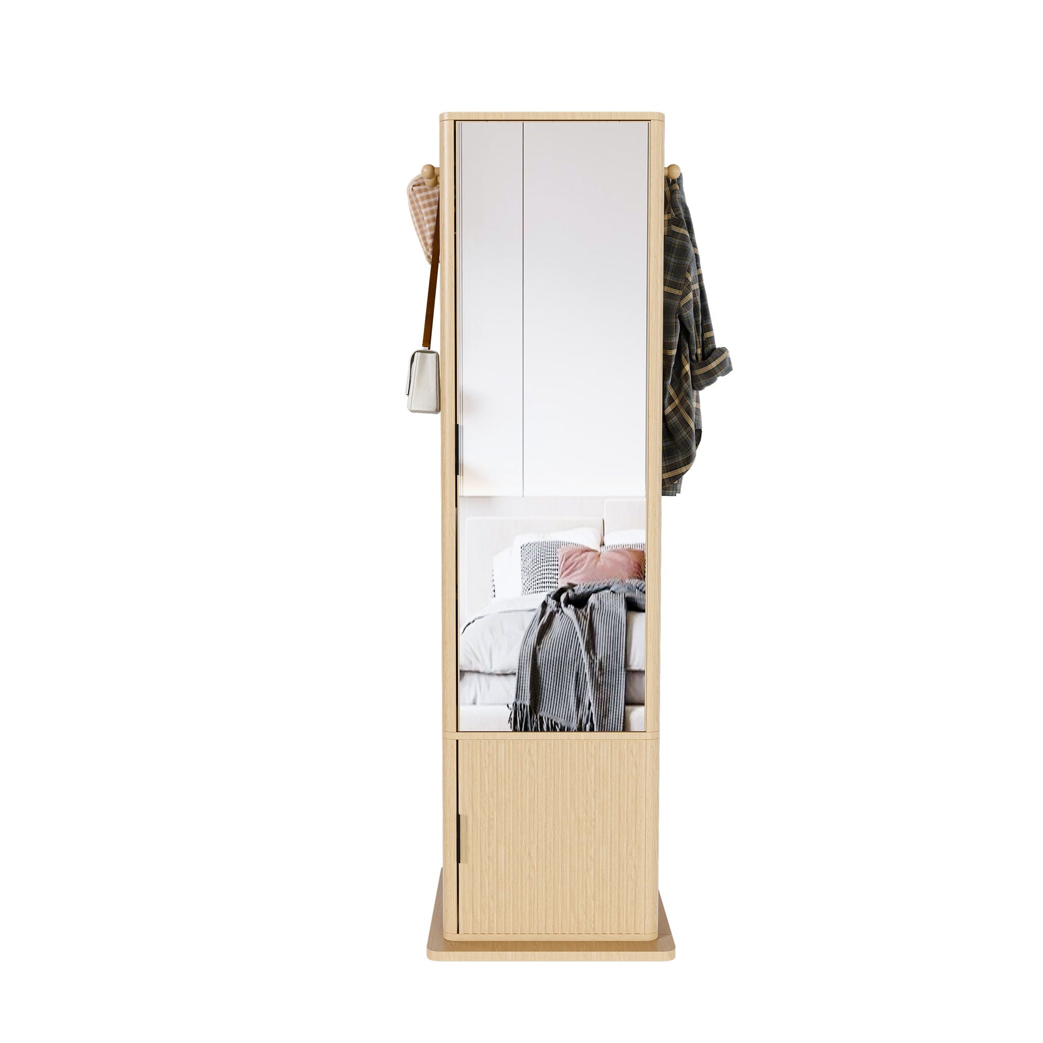360° Rotating Makeup Cabinet With Full Length Mirror