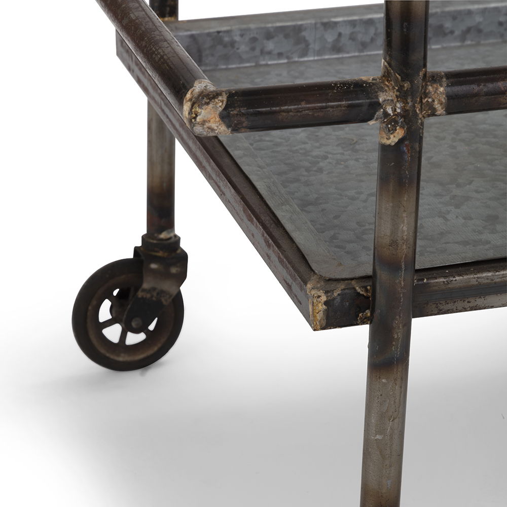Percy Galvanized Metal Bar Cart - Gray