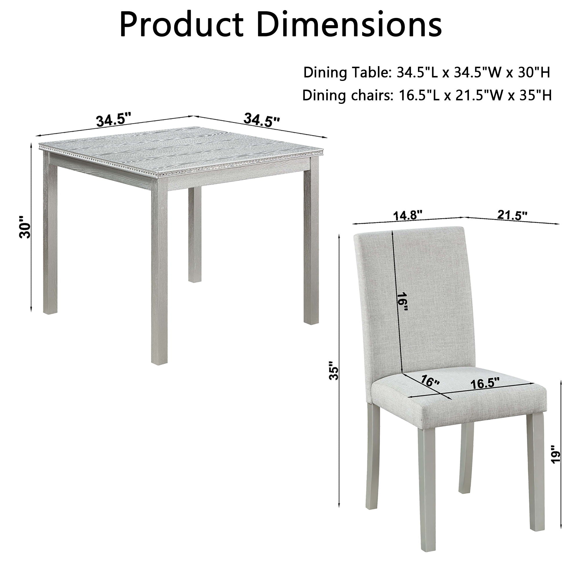 Dining Table Set With Crystal Decoration And Upholstered Chairs