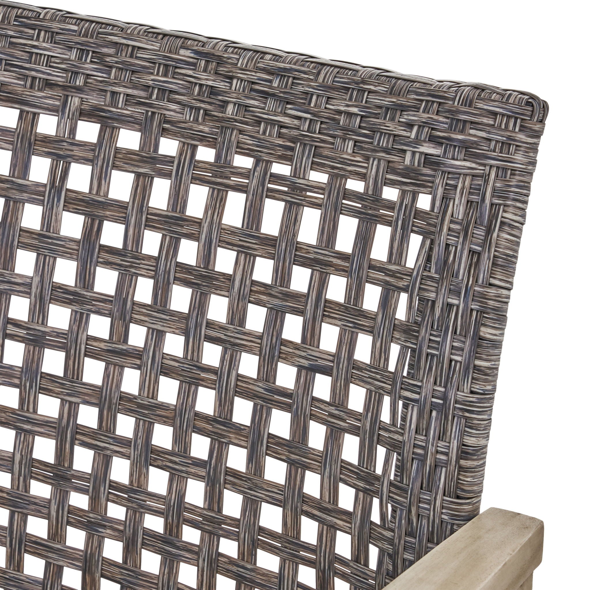 Hampton - Outdoor Wood And Wicker Loveseat - Gray