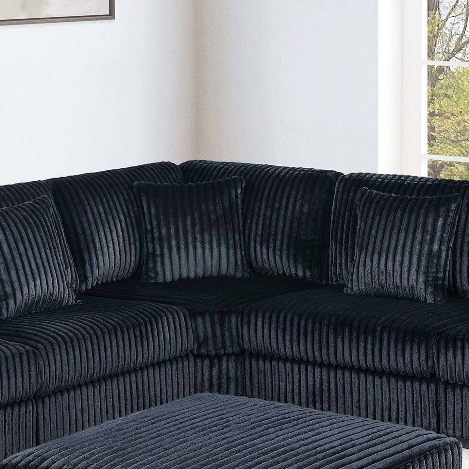 6 Piece Modular Sectional Sofa Set Upholstered Living Room Plush Couch With Cup Holders And USB Port - Black