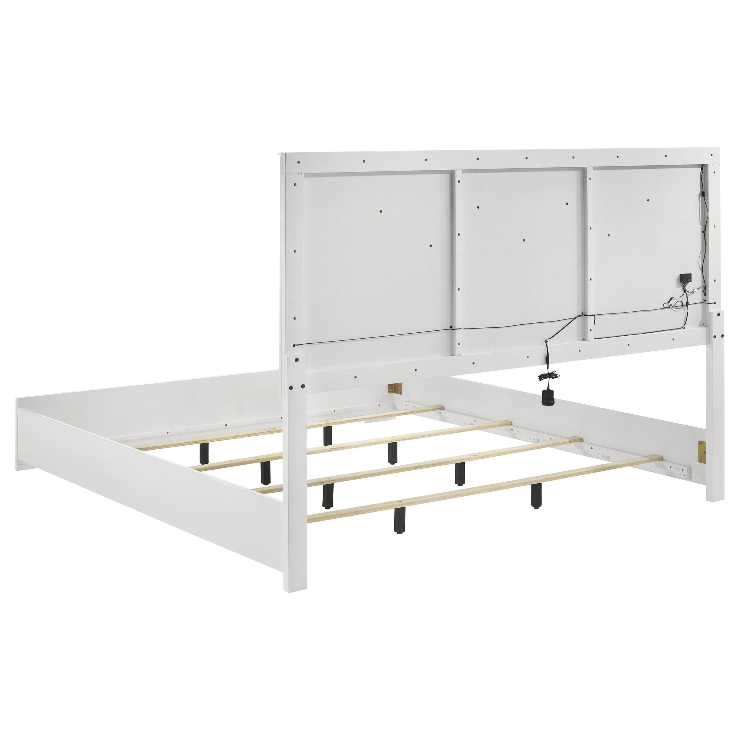 Coaster Furniture Ives 224941KE Eastern King Panel Bed LED Headboard - White High Gloss IMAGE 3